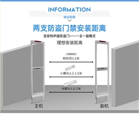 人流量计数器声磁防盗系统两支安装距离